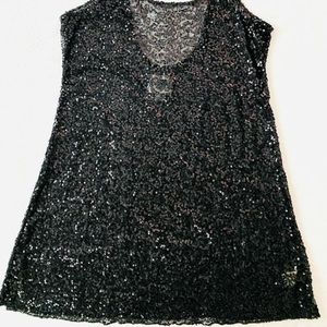 Free people Black sequin slip dress lg